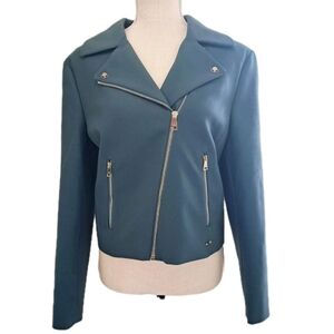 Ted Baker Nisah Biker Jacket US 12 UK 5 Teal